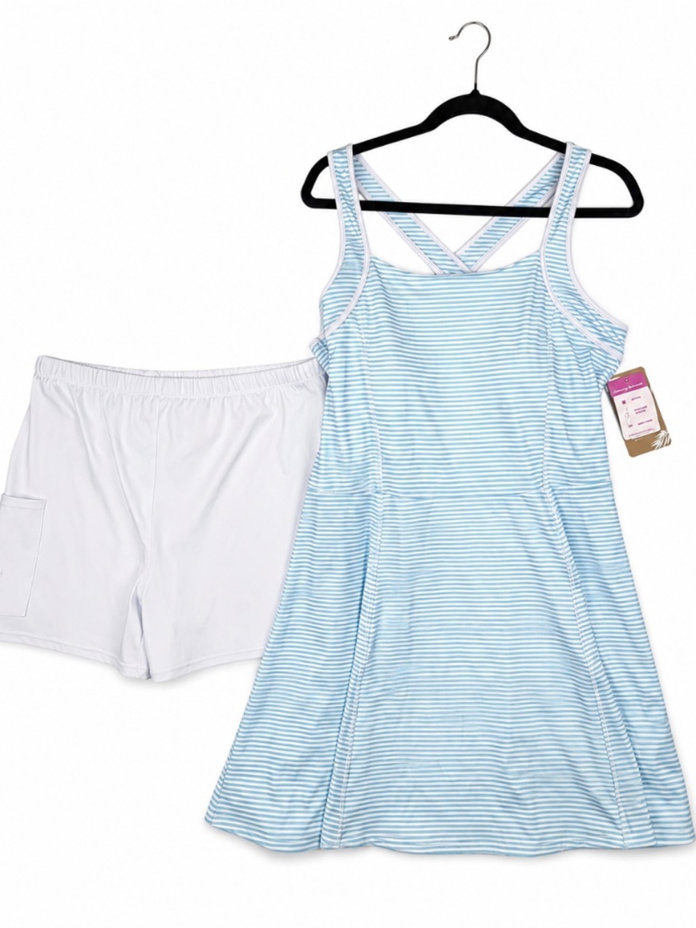 Tommy Bahama Exercise Dress Set Blue White Striped With Tennis Golf Shorts NWT L